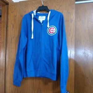 Soft as a Grape Womens Sz 2 Chicago Cubs MLB Baseball Hoodie Full Zip Blue NWT